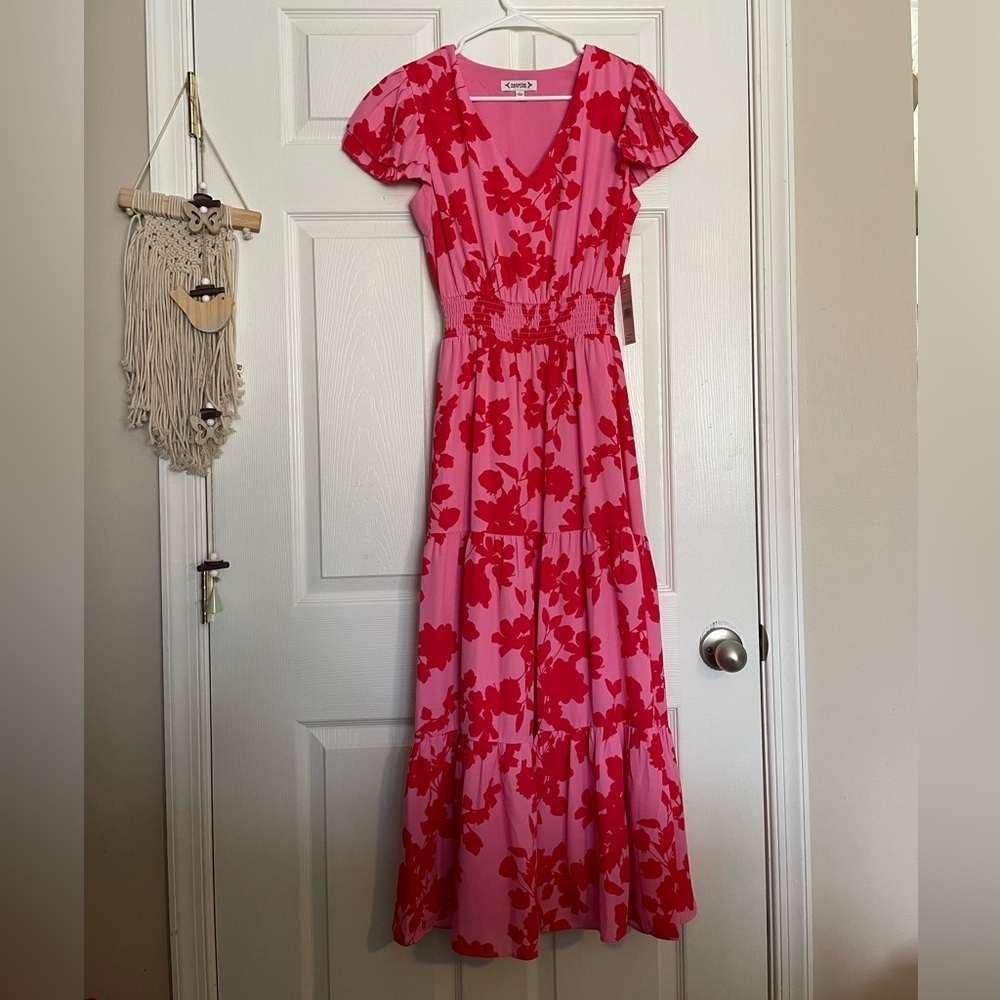 NWT Nanette Women’s size 4 Pink and Red Floral Maxi Dress